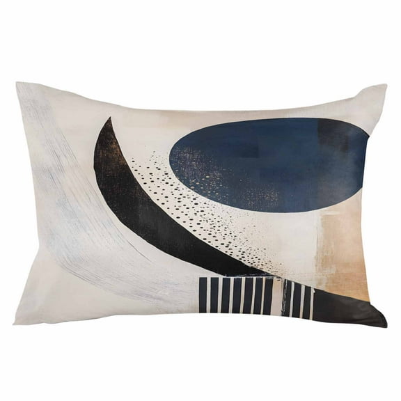 Navy Blue Black Abstract Art Throw Pillow Cover 24 x 36 Inch Decorative Pillow Cover Modern Aesthetic Geometric Lumbar Pillowcase Seasonal Rectangle Cushion Case for Couch Sofa Bed Living Room