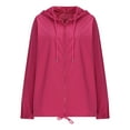 thumbnail image 4 of Dresfit Waterproof Rain Jacket Womens Zip Up Lightweight Windbreaker Jacket with Hood Full Zip Warm Hiking Coat Hooded Sun Protection Sweaters for Ladies Hot Pink M, 4 of 4