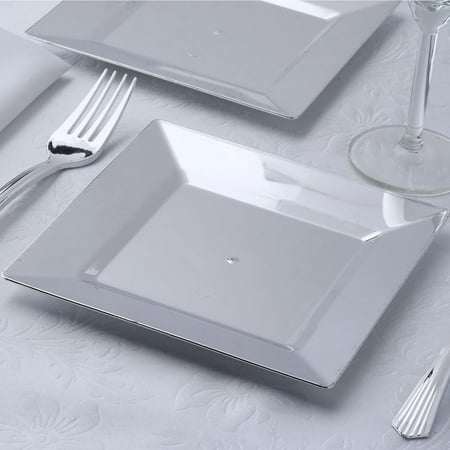 BalsaCircle 12 pcs 6.5-Inch Silver Plastic Square Plates ... BalsaCircle 12 pcs 6.5-Inch Silver Plastic Square Plates ...