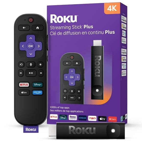 Roku® Streaming StickTM Plus 2025 – 4K and HDR Roku Streaming Device for TV with Voice Remote – Free and live TV
