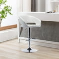 thumbnail image 2 of Wubio Adjustable Bar Stool with Hollow Back and Arms, Modern PU Leather Swivel Barstool, Airlift Counter Height Bar Chair for Kitchen Dining Room (Pearl White), 2 of 18