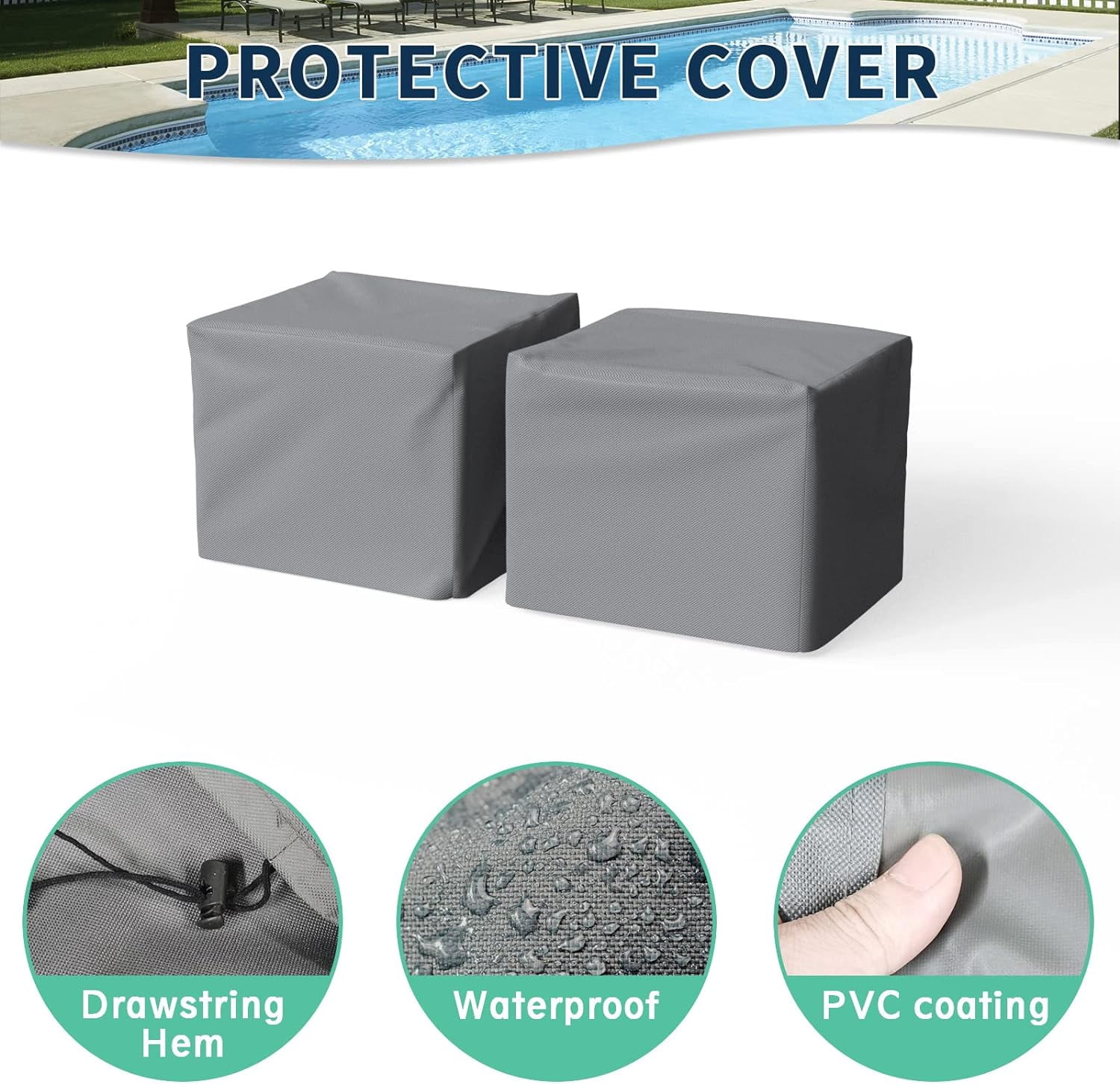 ELPOSUN Waterproof Cover And 5-Inch Olefin Seat Cushion Olefin Fabric And High-Density Sponge Gray