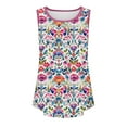 thumbnail image 7 of Frostluinai Boho Tank Tops for Women Sleeveless Scoop Neck Ribbed Trim Long Tanks Casual Floral Print T Shirts Plus Size Curved Hem Tanks, 7 of 7
