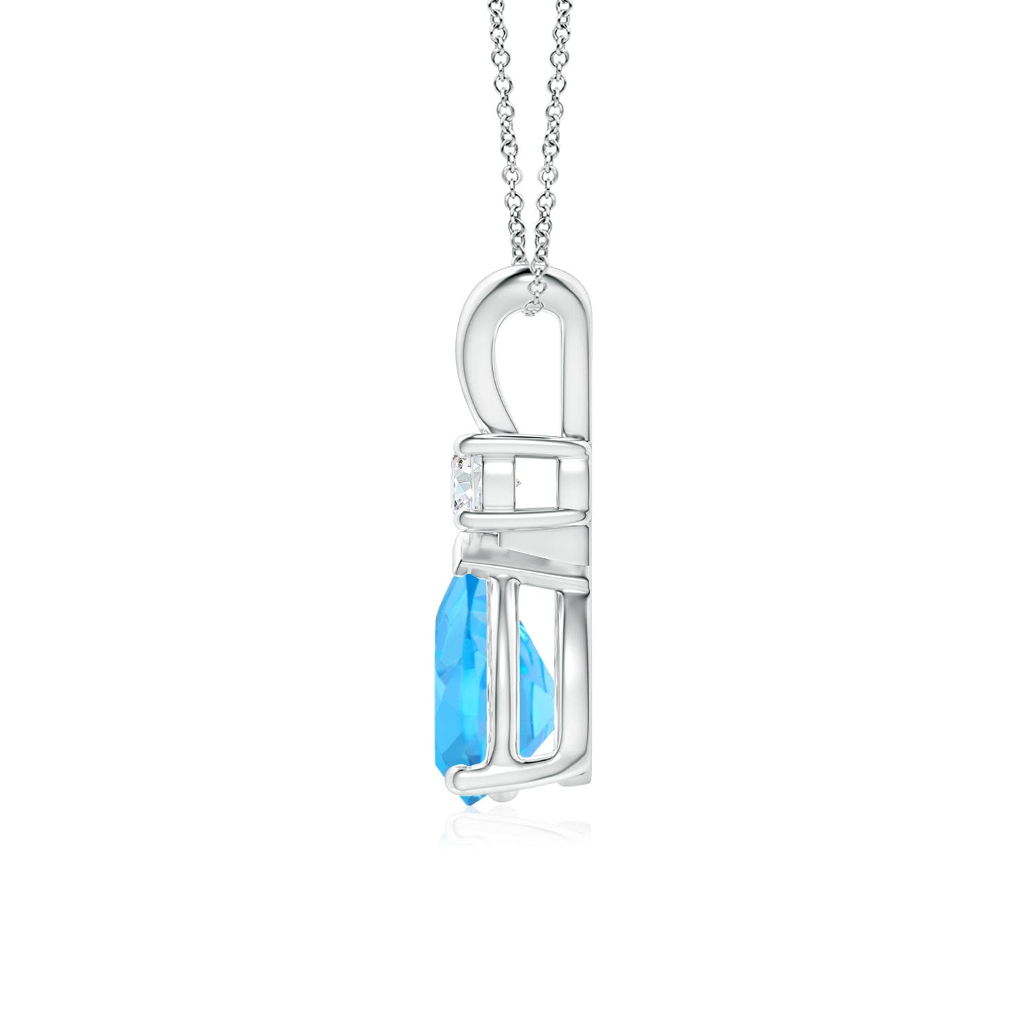 Angara Natural Swiss Blue Topaz Solitaire Pendant Necklace for Women, Girls in 14K Rose Gold (Grade-A | 6x4mm) December Birthstone Jewelry Gif並行輸入 Classic Cushion Swiss Blue Topaz Solitaire Ring with Hidden Accents