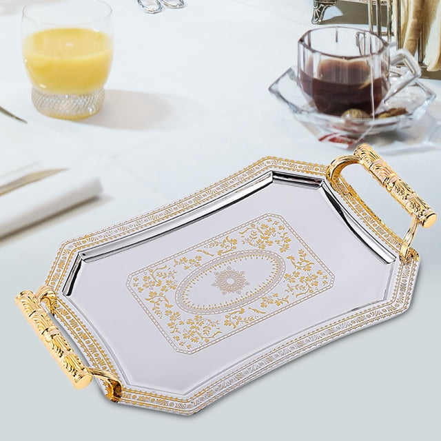 Bandeja de Acero Inoxidable perfecl Organizador de Mesa de Postre Patrón Oro