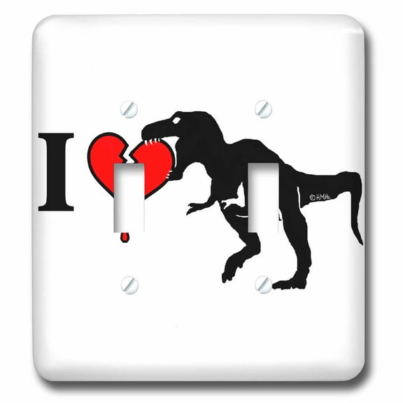 3dRose, Dinosaur Eats Heart, double toggle switch