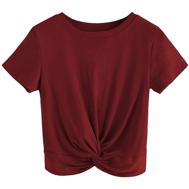 T-Shirt à Manches Courtes Solide à Manches Courtes et à Manches Courtes pour Femmes