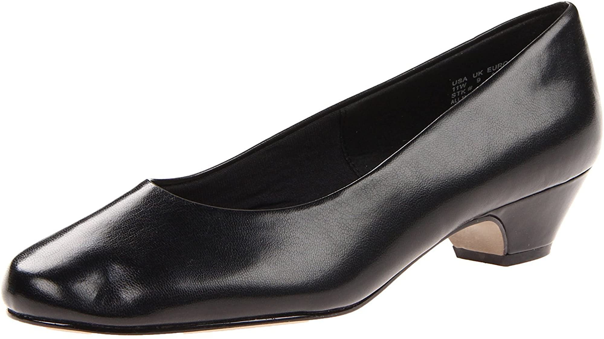 Soft Style Women's Angel II Pump - Black Smooth Leather With 1 1/4 Inch Heel