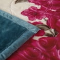 thumbnail image 6 of MERRY HOME Full/Queen Size Fleece Blanket For Bed, A & B Patterns Soft Warm Floral Blanket, Microfiber Plush Middle Weight Bed Blanket For All Season, Blue Background Pink Peony/Peony, 5LB, 75"x87", 6 of 8