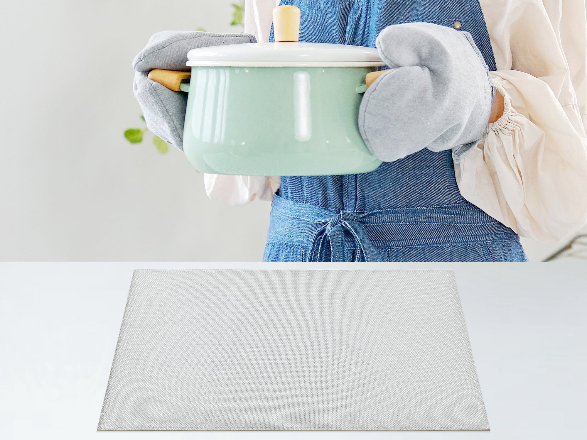 Unique Bargains Set of 6 Sparkle Placemats for Kitchen Dining Table Decor Beige