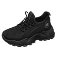 thumbnail image 5 of Women's Platform Running Shoes Breathable Lace Up Tennis Shoes Lightweight Non Slip Mesh Slip on Sneakers Black Size 6.5, 5 of 5