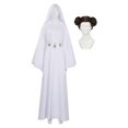 thumbnail image 5 of Disfraz de reina de la película Cos Leia, disfraz de fantasía, peluca, traje de carnaval de Halloween, accesorios para niñas adultas, juego de rol, 5 of 5