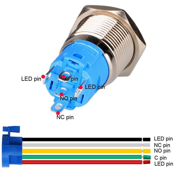 Gebildet 22mm Stainless Steel Latching Push Button Switch, 12V-24V/5A, Power Symbol, LED, 1NO 1NC, SPDT, ON/Off, Waterproof Toggle Switch with Cable Socket (Green LED/Black Housing Gebildet 22mm Stainless Steel Latching Push Button Switch, 12V-24V/5A, Power Symbol, LED, 1NO 1NC, SPDT, ON/Off, Waterproof Toggle Switch with Cable Socket (Green LED/Black Housing