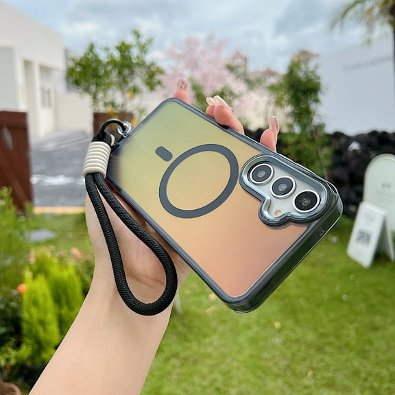 Allytechgroup Glossy Case for Samsung Galaxy A36 5G with Lanyard, [Compatible with Magsafe] Slim Lightweight Rugged Non-Slip Shockproof Magnetic Back Cover for Samsung Galaxy A36 5G, Black