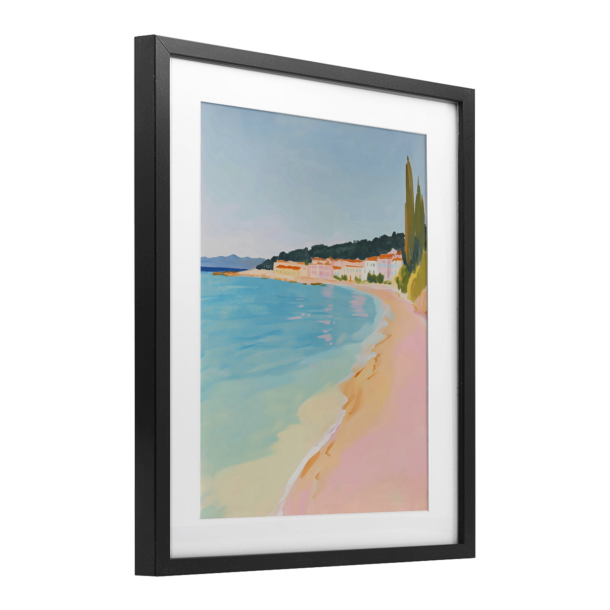 Stupell Industries Abstract Village By The Sea Black Framed Print Under Glass, design by The Prints Vibe