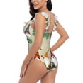 thumbnail image 5 of Yiaed Christmas Card With Gnomes Print Women's Ruffled One Piece Swimsuit V Neck Swimwear Slimming Monokini for Woman-XX-Large, 5 of 8