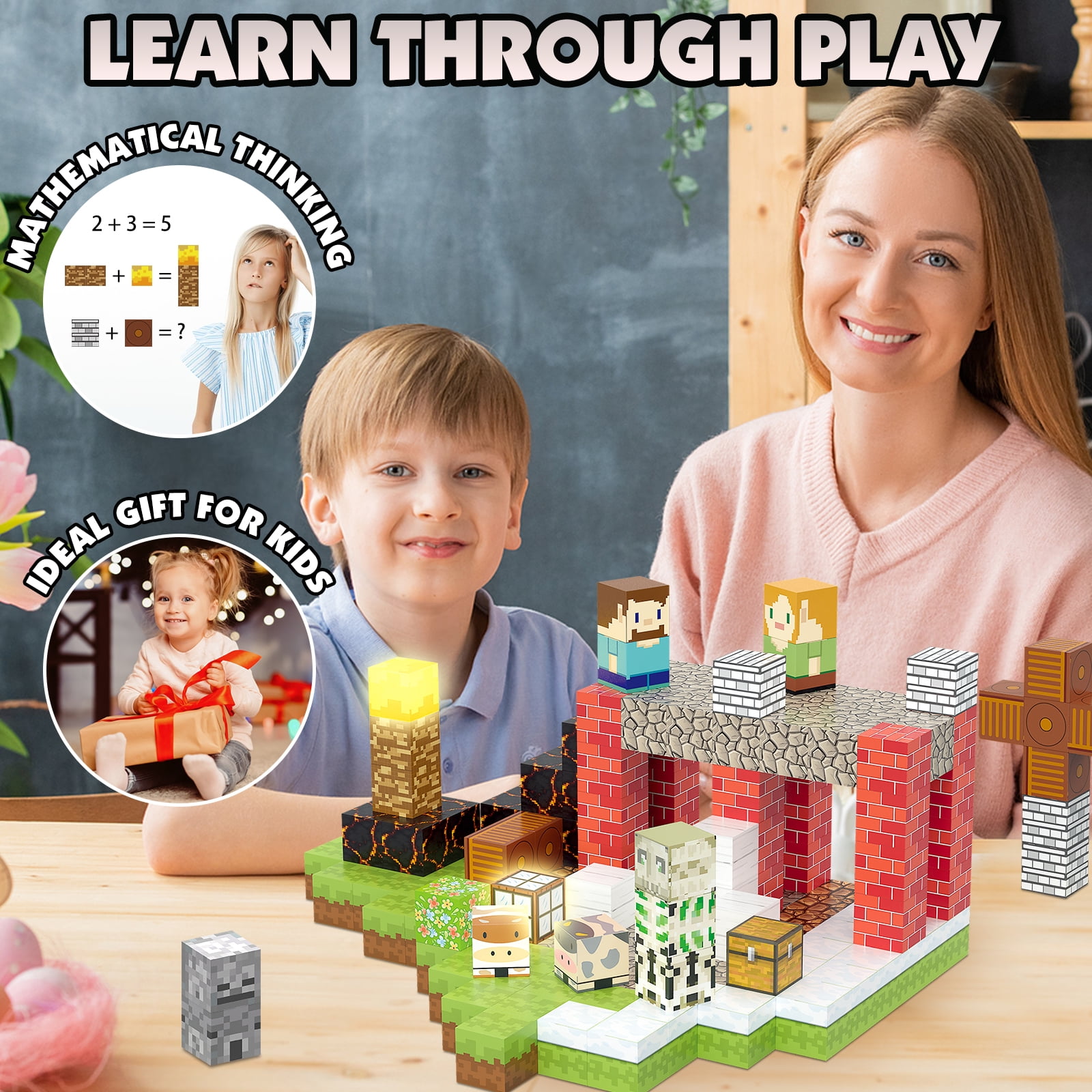 TuKIIE 200PCS Magnetic Blocks Building Toys Set, Light Up Magnet Cubes, 3D Magnetic Building Blocks for Kids Boys Girls Ages 3+, STEM Sensory Christmas Birthday Present Construction Toys