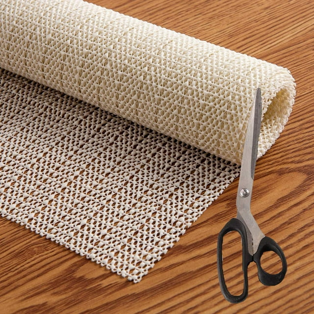 Non Slip Area Rug Pad With Scissors , Anti Skid Carpet Mat Rug Grip Provides Protection for Tile and Hardwood Floors 2 x 4
