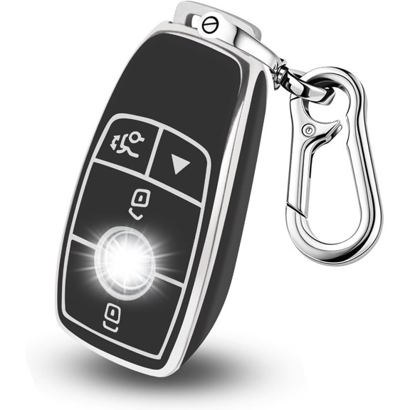 Key Fob Cover Compatible with Mercedes-Benz CLS CLK AMG GLC GLE GLS ML SL SLK A C E R S G Keychain Case Holder Protector,A-Black