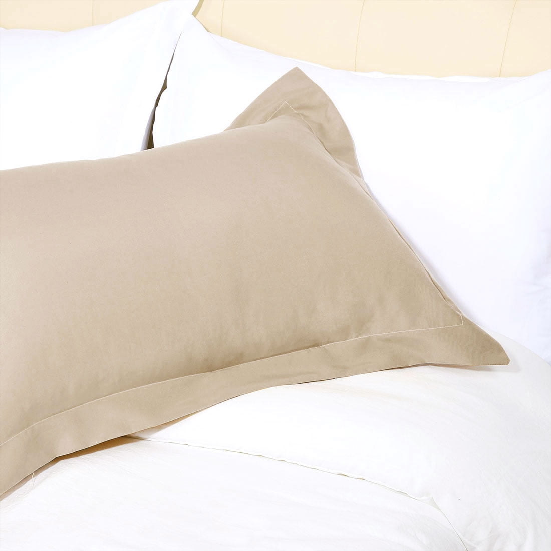 Unique Bargains Pillowcases Soft Microfiber Pillow Shams Set of 2 Standard Tan