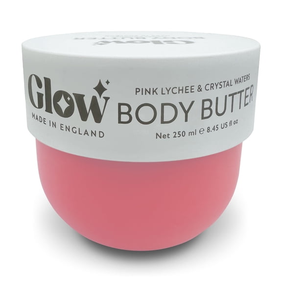 Glow Body Butter, Pink Lychee & Crystal Waters, 250 ml / 8.45 fl oz, Made in England