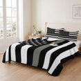 thumbnail image 2 of King Quilt Set 96''x106'', Thin Grey White Line Lightweight Summer Bedspread Coverlet Set with 2 Pillow Shams, American Flag Star Breathable All Season Quilt Bedding for Bedroom/Guest Room, 2 of 9