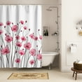 thumbnail image 4 of Lfeey Waterproof Fabric Bathroom Shower Curtain, Pink Floral, With Hooks, 72x72 in, 4 of 5