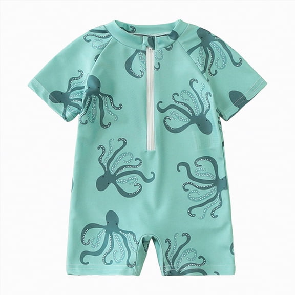 KPOPLK Baby Boy Swimsuit Rash Guard Shirts Toddler Boy Swimwear Full Zipper UPF 50 Sun Protection Infant One Piece Bathing Suit(Green,3-6 Months)