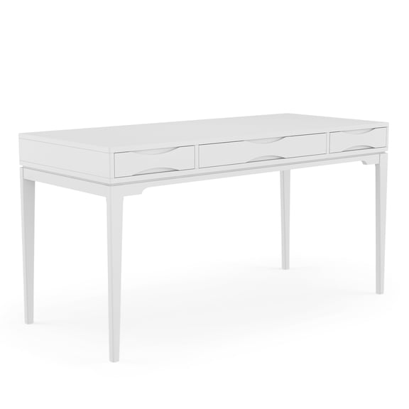 Simpli Home Harper SOLID HARDWOOD Mid Century Modern 60 inch Wide Desk in White