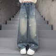 thumbnail image 3 of YUEHUA blue jeans boys size 6, Girls Rhinestone Jeans Print Straight Leg Pants Autumn Fashion Casual Trousers For Teen Kids, 3 of 8