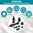 thumbnail image 6 of Uxcell 15 Set M6x25mm Nylon Plastic Cross Round Head Screw Phillips Bolts Hex Nuts Flat Washers Assortment Kit, Metric Full Thread Bolt Fasteners for DIY Machine Assembly, Black, 6 of 7