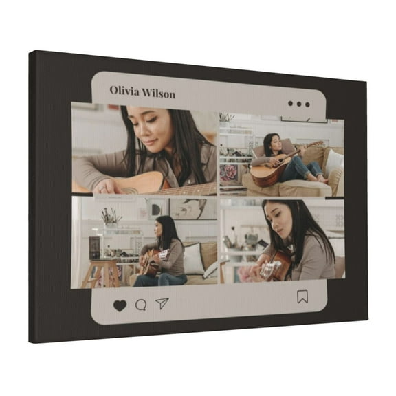 Custom Canvas Prints Brown Simple Feed Personalized Photo Image Collage DIY Framed Kit Wall Art Picture Room Decor 16x20 inch