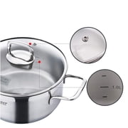 Kitchen Flower Master Stainless Steel Cookware, 3-Ply Impact Bonding Bottom Sauce Pot (20cm)