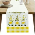 thumbnail image 1 of Welcome Farmhouse Fresh Lemon Gnomes Cotton Linen Table Runner Spring Summer Yellow Check Dresser Scarves Decorations for Kitchen Home Dining,Wedding,Holiday Party 13x70 inches Long, 1 of 8