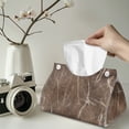 thumbnail image 2 of COEQINE PU Leather Tissue Box Cover Tissue Container Rectangular Table Dryer Sheet Dispenser 7.95"X4.92"X4.52" for Vanity Countertop Nightstand Dining Table, Brown Marble, 2 of 7