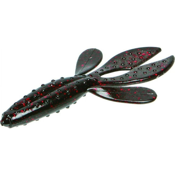 Zoom Fishing Lures 123001-SP Z-Hog Jr 3 1/2 Inch 10 Per Pack Black And Red Glitter