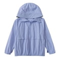 thumbnail image 4 of WQNVRNR Kids Sun Protection Jacket- Spring Summer Casual Lightweight Zip Up Athletic Tops for Girls Blue Size 10, 4 of 5
