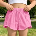 thumbnail image 4 of SGMVNU Girls Summer Shorts Casual Distressed Shorts Loose Fit Solid Color Elastic Waist Fashion Bottoms Cotton Play Shorts, Size 10-11 Years, Pink, 4 of 6