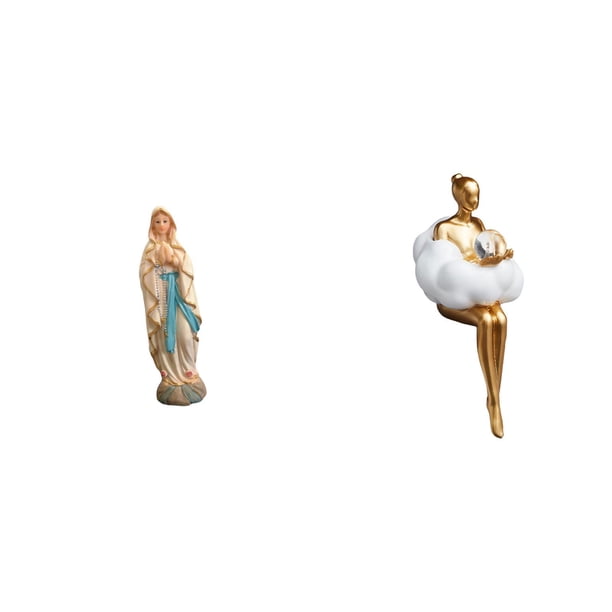 Figura Decorativa De La Virgen María Con La Niña De Las Nubes, Escultura De Resina, Arte Abstracto, Estatua De Personaje, Ideal Para Escritorio O Como Recuerdo Creativo.