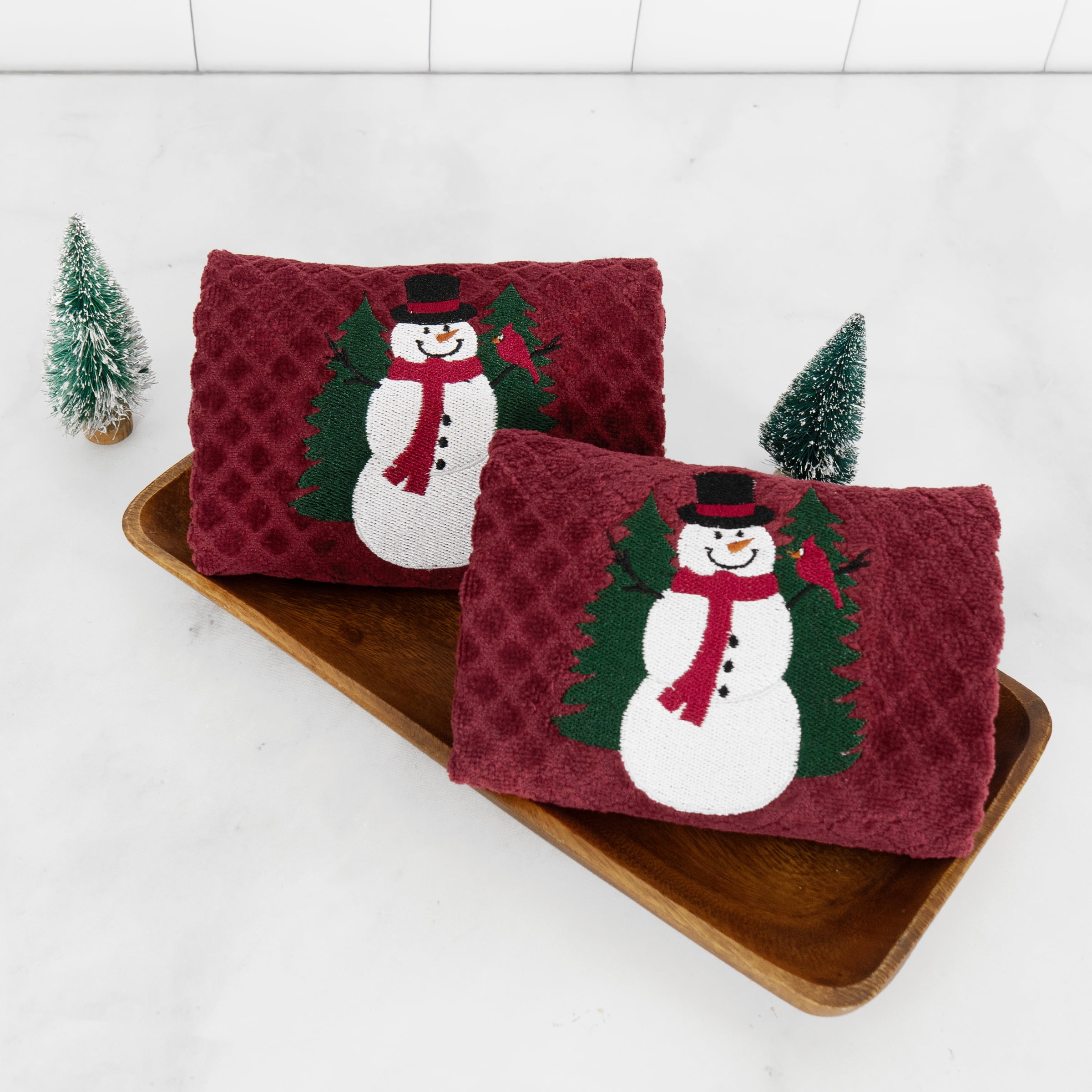 RITZ 100% Cotton Kitchen Towels, Snowman– Absorbent Dish Towels for Drying & Cleaning – Soft & Durable (Set of 2)