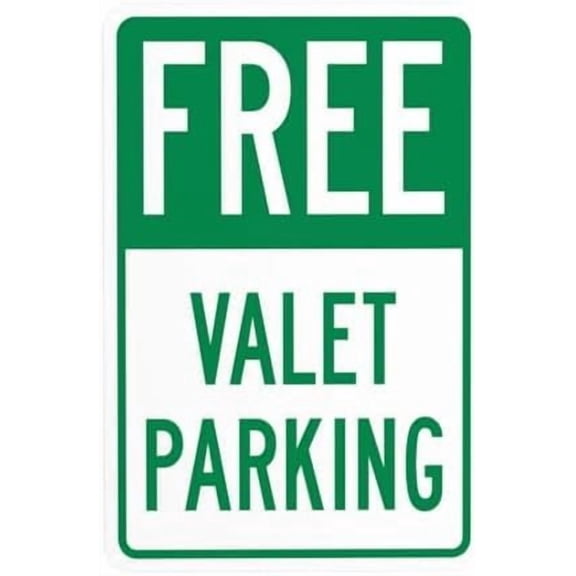 Free Valet Parking Warning Sign, Valet Parking Metal Signs for Business Home Outdoor Indoor Road Yard Garage Street Wall Caution Custom Decor 8 x 12 Inch