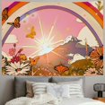thumbnail image 2 of Chilfamy  Vintage 70s Groovy Tapestry, Flowers Clouds Sun and Rainbow Tapestry Wall Hanging, Orange Hippie Psychedelic Tapestry for Bedroom Living Room Dorm Decor 40x60inch, 2 of 6