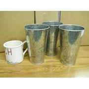 3 pc Galvanized Buckets French Style Taper 7" tall x 4 1/2" wide Vase