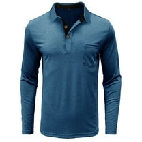 Jalioing Golf Shirt for Men Vintage Casual Long Sleeve Collared T Shirt Business Fashion Solid Color Work Tops