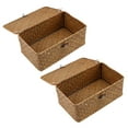 thumbnail image 4 of 2PCS Extra Large Basket Rectangular with Wooden Handles for Shelves, Basket Storage, Natural Baskets for Organizing, Wicker Baskets for Storage 9.04X5.11X3.14in, 4 of 16