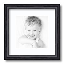 ArtToFrames 12x12 Matted Picture Frame with 8x8 Single Mat Photo Opening Framed in 1.25 Black Stain on Solid Red Oak and 2 Super White Mat (FWM-4083-12x12)
