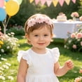 thumbnail image 2 of Splozh Baby Bows Headbands Cute Bows Toddler Infant Baby Girls Stretch Solid Lace Flower Hairband Headwear Headband,Pink,0-24 Months, 2 of 4