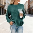thumbnail image 6 of Women's Hand-Crochet Detail Sweater, 3D Floral Embroidered Pullover, Casual Crewneck Knit Top, Boho Chic Long Sleeve Blouse, Lightweight Textured Pullover Blackish Green L, 6 of 10