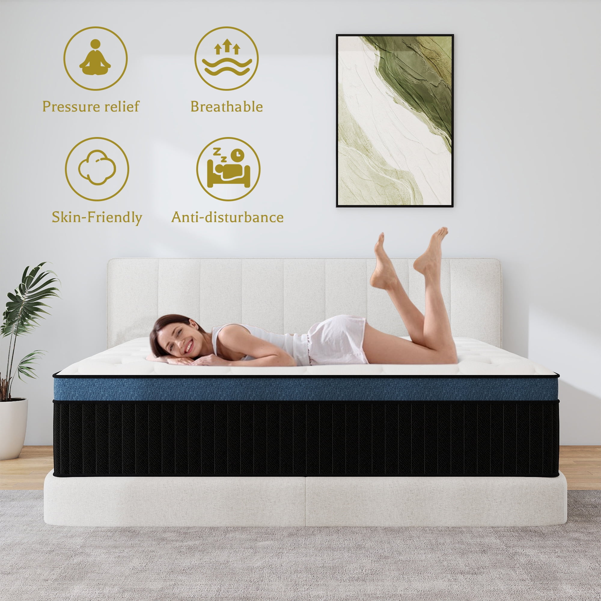Yilicy 12 inch Full Mattress, Gel Memory Foam & Spring Hybrid Medium Comfort Mattress in a Box,Audlt