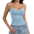 thumbnail image 6 of Women's Basic Double Lined Scoop Neck Tank with Adjustable Spaghetti Straps And Scoop Neck Summer Sleeveless Tops Light Blue L, 6 of 6
